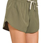 Olive Soft Lined Workout Shorts with Zip Pocket