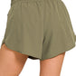 Olive Soft Lined Workout Shorts with Zip Pocket