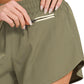 Olive Soft Lined Workout Shorts with Zip Pocket