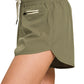 Olive Soft Lined Workout Shorts with Zip Pocket