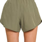 Olive Soft Lined Workout Shorts with Zip Pocket