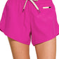 Magenta Soft Lined Workout Shorts with Zip Pocket