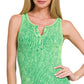 Kelly Green Washed ribbed seamless button-up tank top