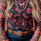 PLUS Long Sleeve Rose Floral Mesh Top