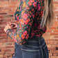 PLUS Long Sleeve Rose Floral Mesh Top