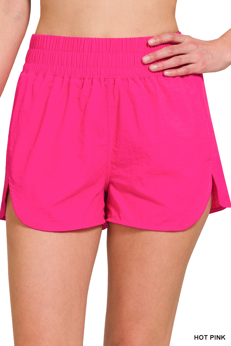 Hot Pink Wide Band Windbreaker Running Shorts