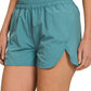 Dusty Teal Wide Band Windbreaker Running Shorts