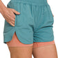 Dusty Teal Wide Band Windbreaker Running Shorts