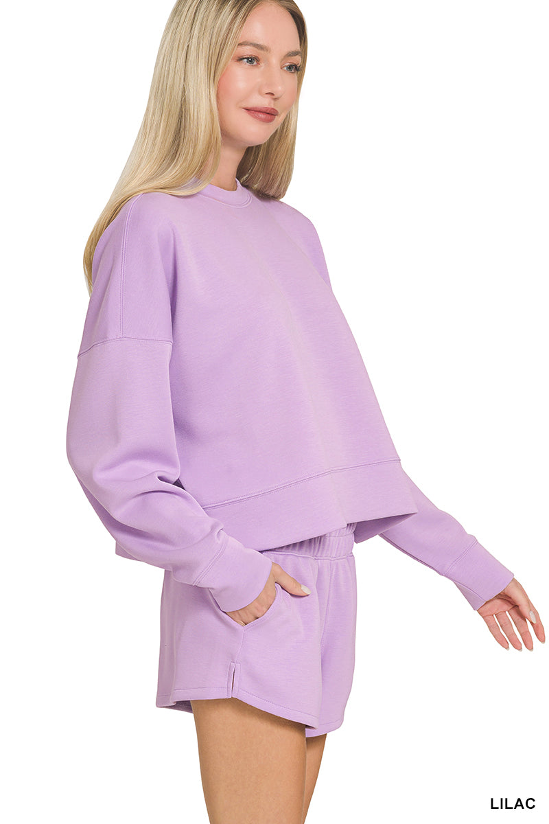 Lilac Scuba Sweatshirt & Shorts Set
