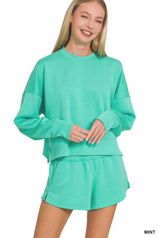 Mint Green Scuba Sweatshirt & Shorts Set