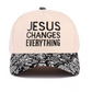 Jesus Changes Everything Paisley Print Trucker Hat