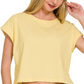 Butter Yellow Cotton Folded Sleeve Cropped Top