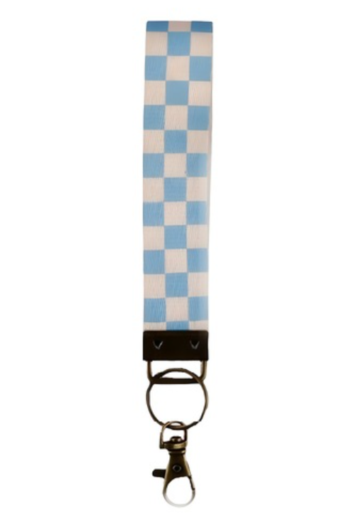 Blue/White Checkered Wristlet Keychain