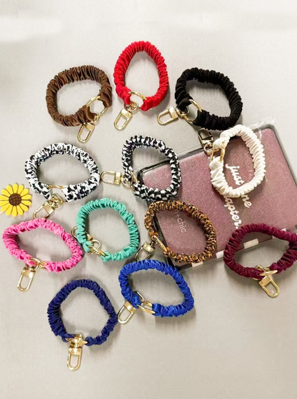 Elastic Scrunchie Keychain Wristlet - Multiple Styles