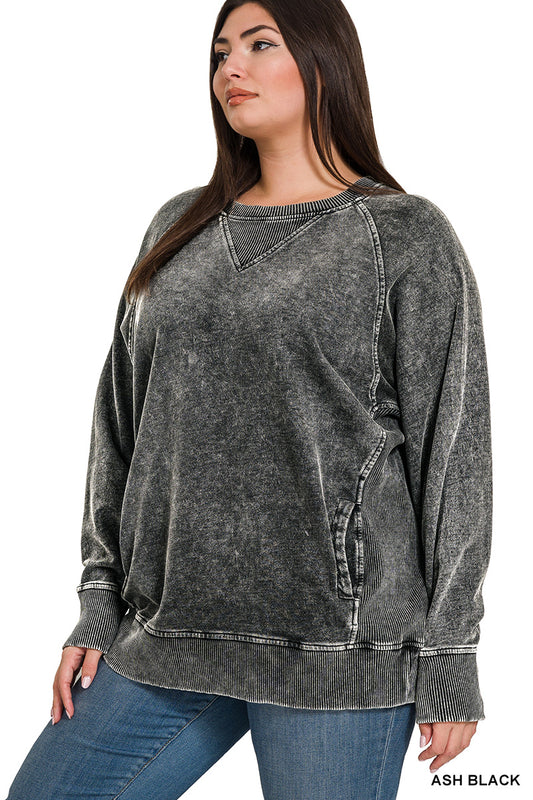 PLUS Black Halo Washed Pullover Sweatshirt