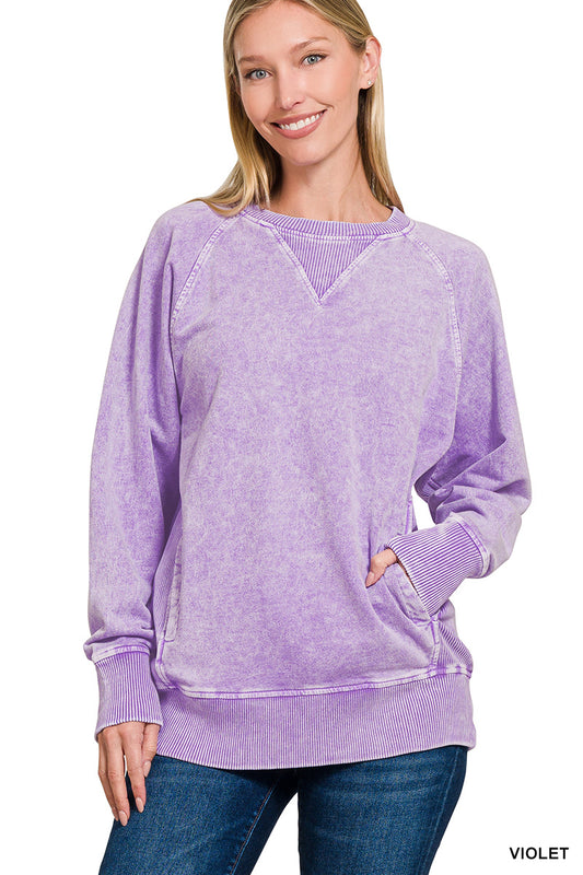 Violet Halo Washed Pullover Sweatshirt