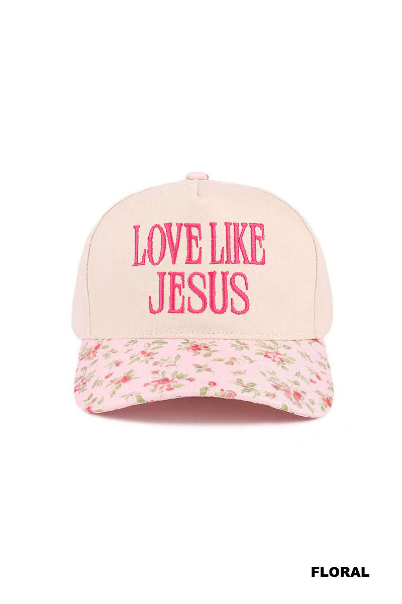 Love Like Jesus Floral Print Trucker Hat
