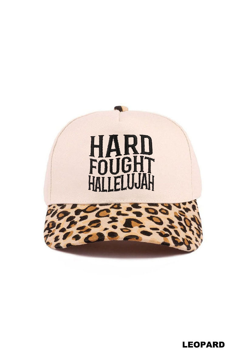 Hard Faught Hallelujah Leopard Print Trucker Hat