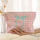 TRAVEL CHECKER BOW COSMETIC MAKEUP POUCH BAG | 40P551: Pink