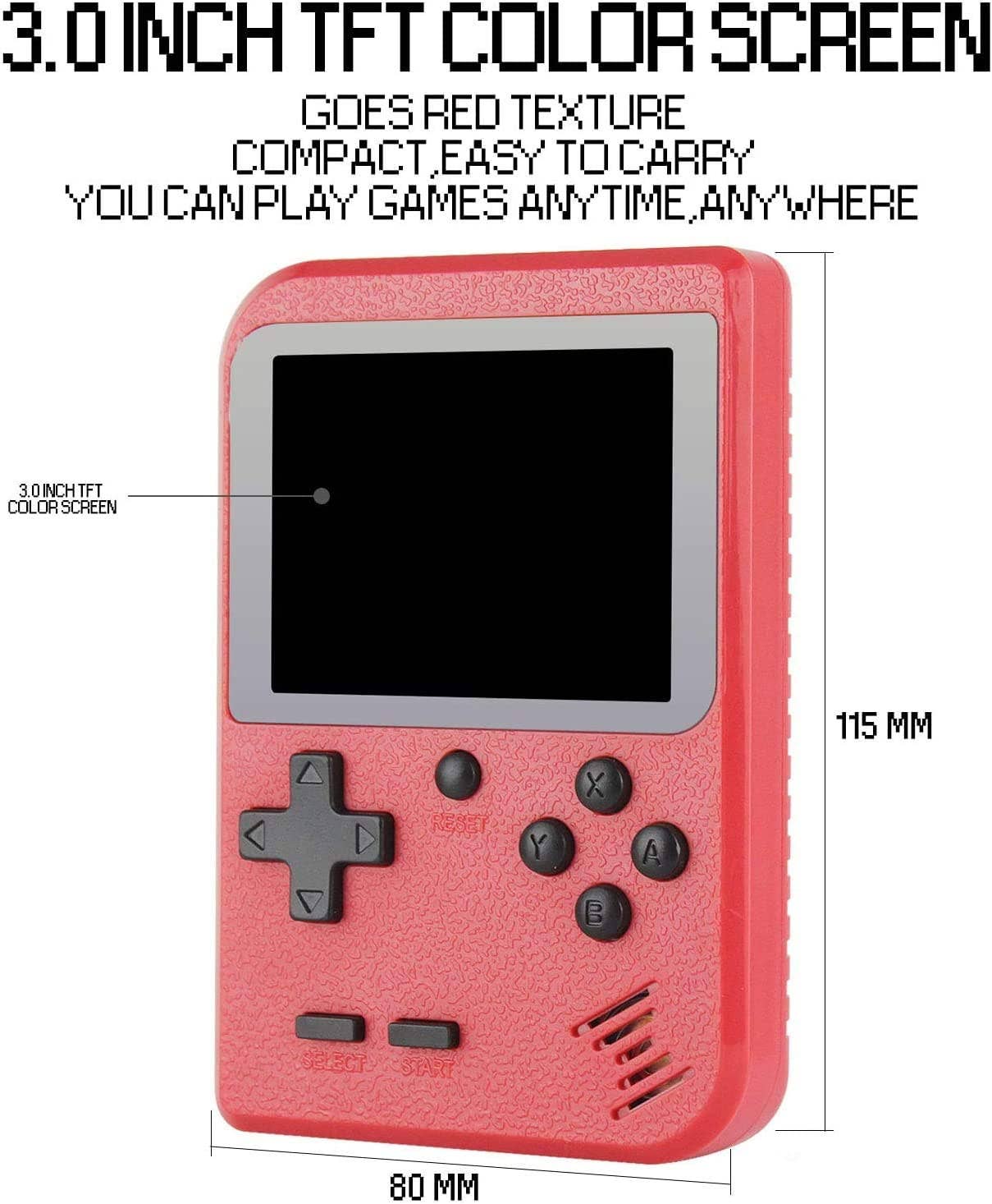 Retro Game 400 Built-in Games Portable Game For Gifts Kids: Black