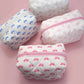 BLUE BOW QUILTED COTTON BOW COSMETIC POUCH BAG
