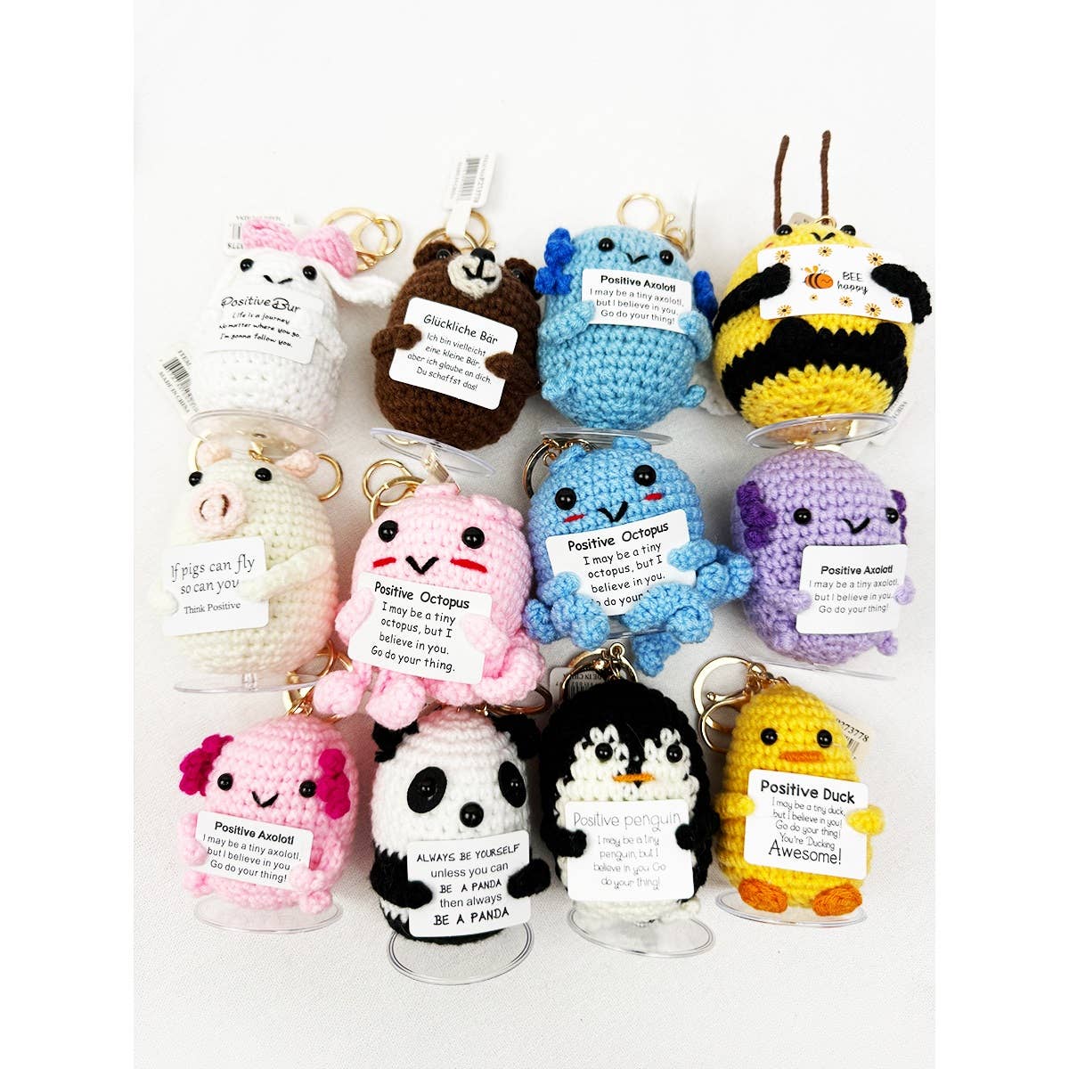 Positive Animal Crochet Keychain