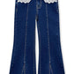 Girl's Flare Leg Denim Jean w/ Crochet