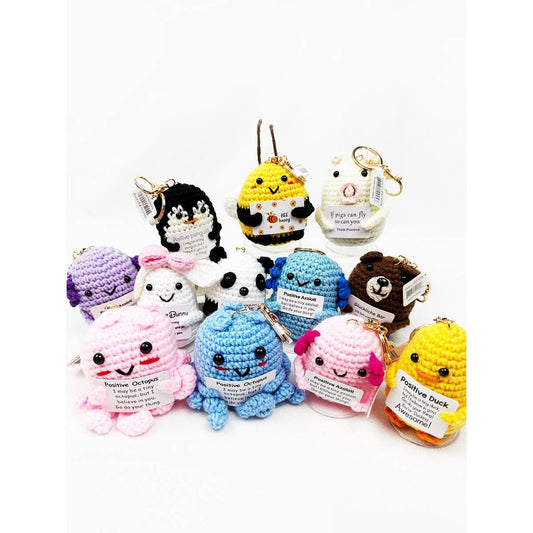 Positive Animal Crochet Keychain