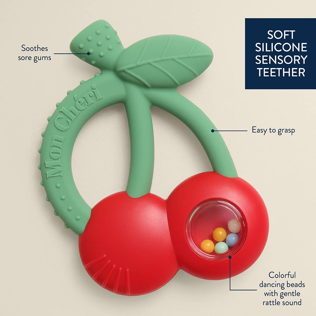 Cherries Bitzy Shake™ - Silicone Teether with Rattle