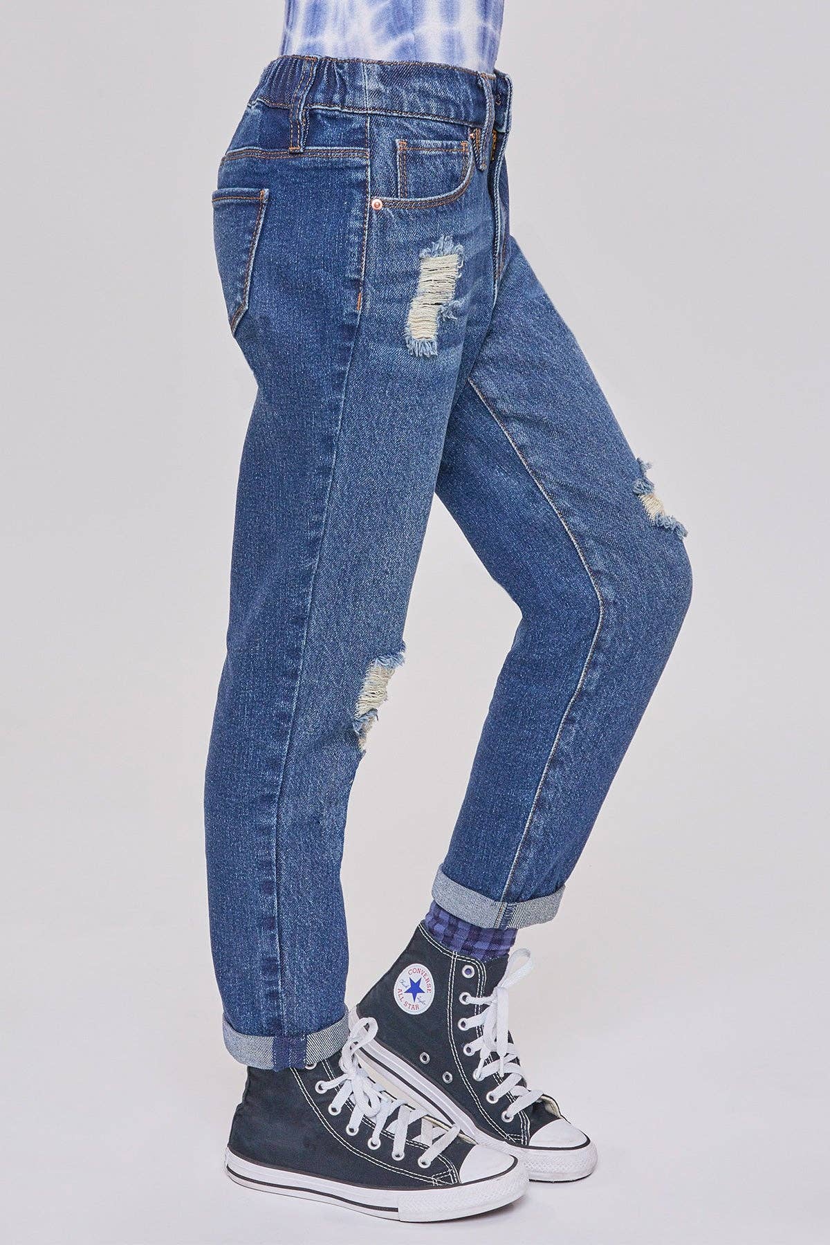 Girls Taylor Relax Fit Elastic Back Roll Cuff Jeans