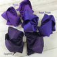 Texas Size Rhinestone Center Knot Hair Bows: Purple