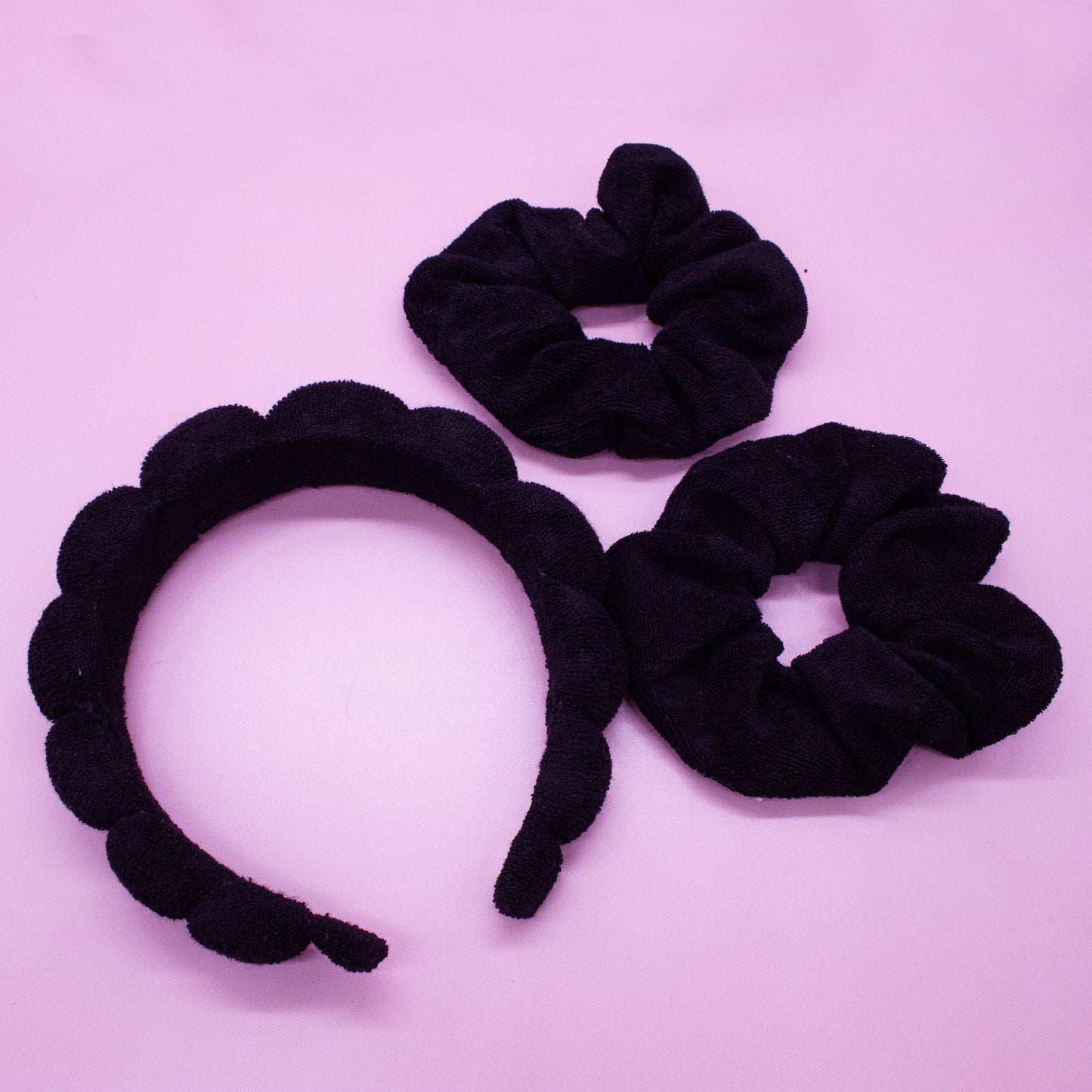 Puffy Terry Cloth Padded Spa Headband with Scrunchies - Multiple Colors