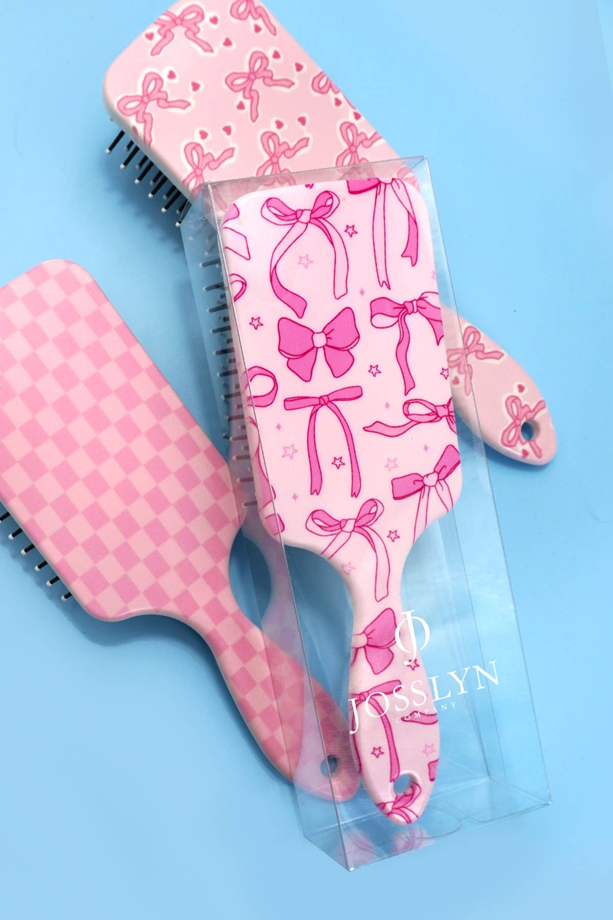 PINK WITH BOWS LARGE DETANGLE PADDLE HAIR BRUSH COMB