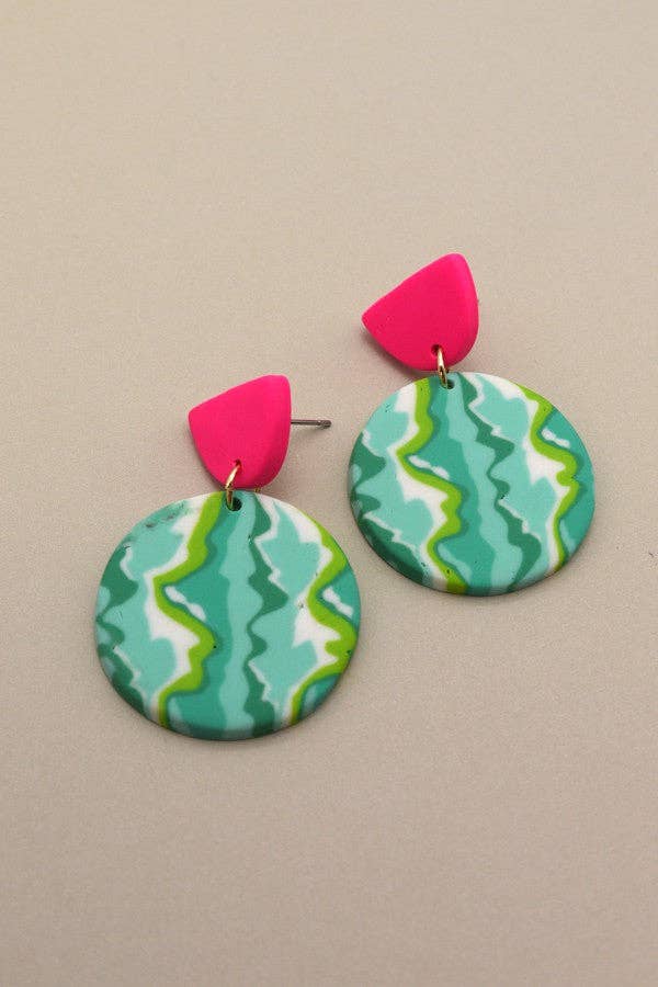 Pink Plaid Polymer Earrings