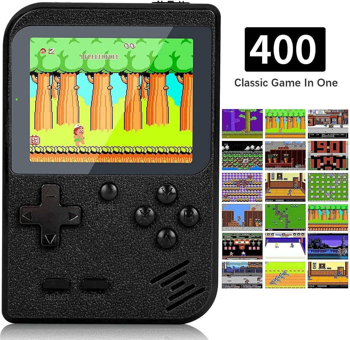 Retro Game 400 Built-in Games Portable Game For Gifts Kids: Black