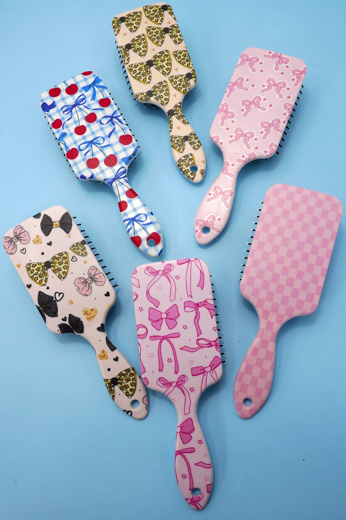 PINK WITH BOWS LARGE DETANGLE PADDLE HAIR BRUSH COMB
