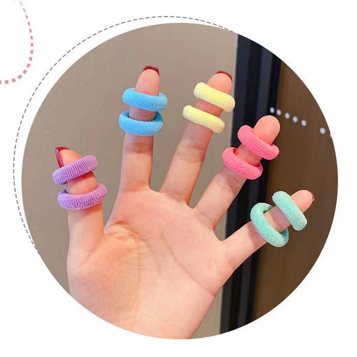 CHILDREN ELASTIC HAIR TIES 100 PC JAR