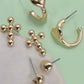 HEART CROSS  HUGGIE HOOP TRIO EARRINGS | 80E3421: Gold