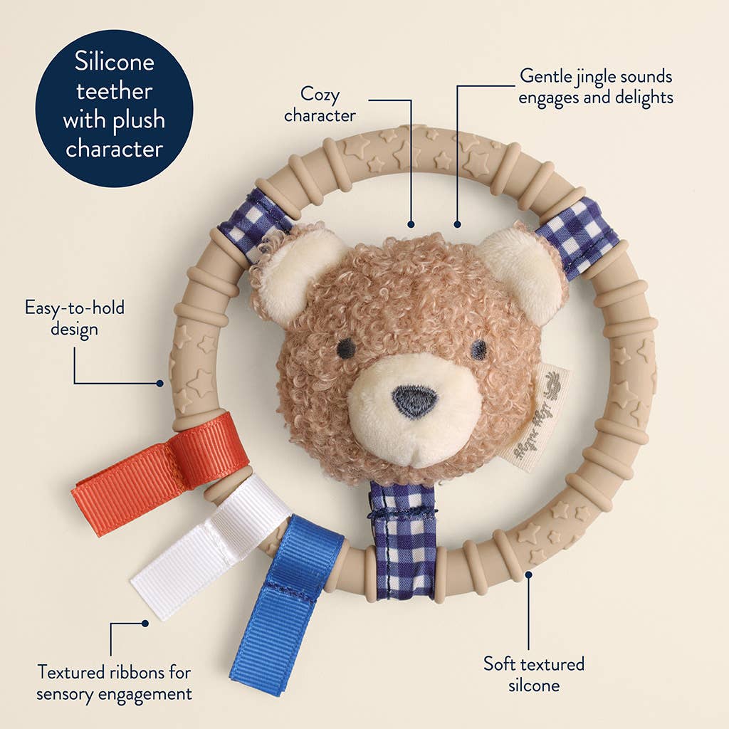 Bear Itzy Ring Pal™ - Teething Ring with Plush Character: Taupe Bear