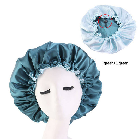 BLUE DOUBLE LAYER SATIN BONNET