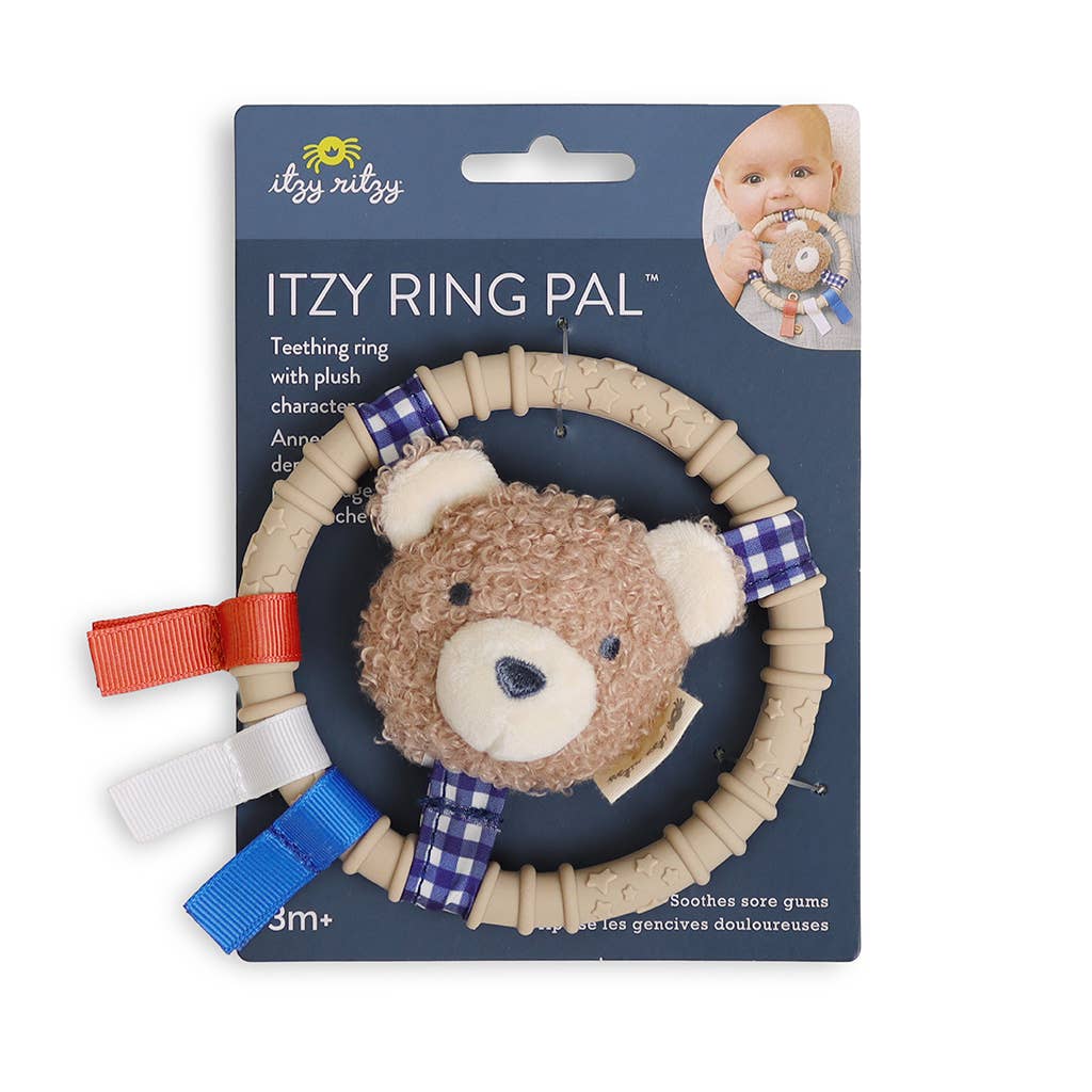 Bear Itzy Ring Pal™ - Teething Ring with Plush Character: Taupe Bear