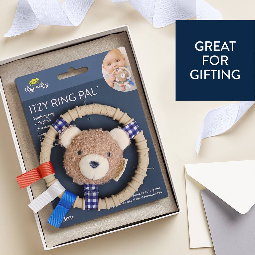 Bear Itzy Ring Pal™ - Teething Ring with Plush Character: Taupe Bear