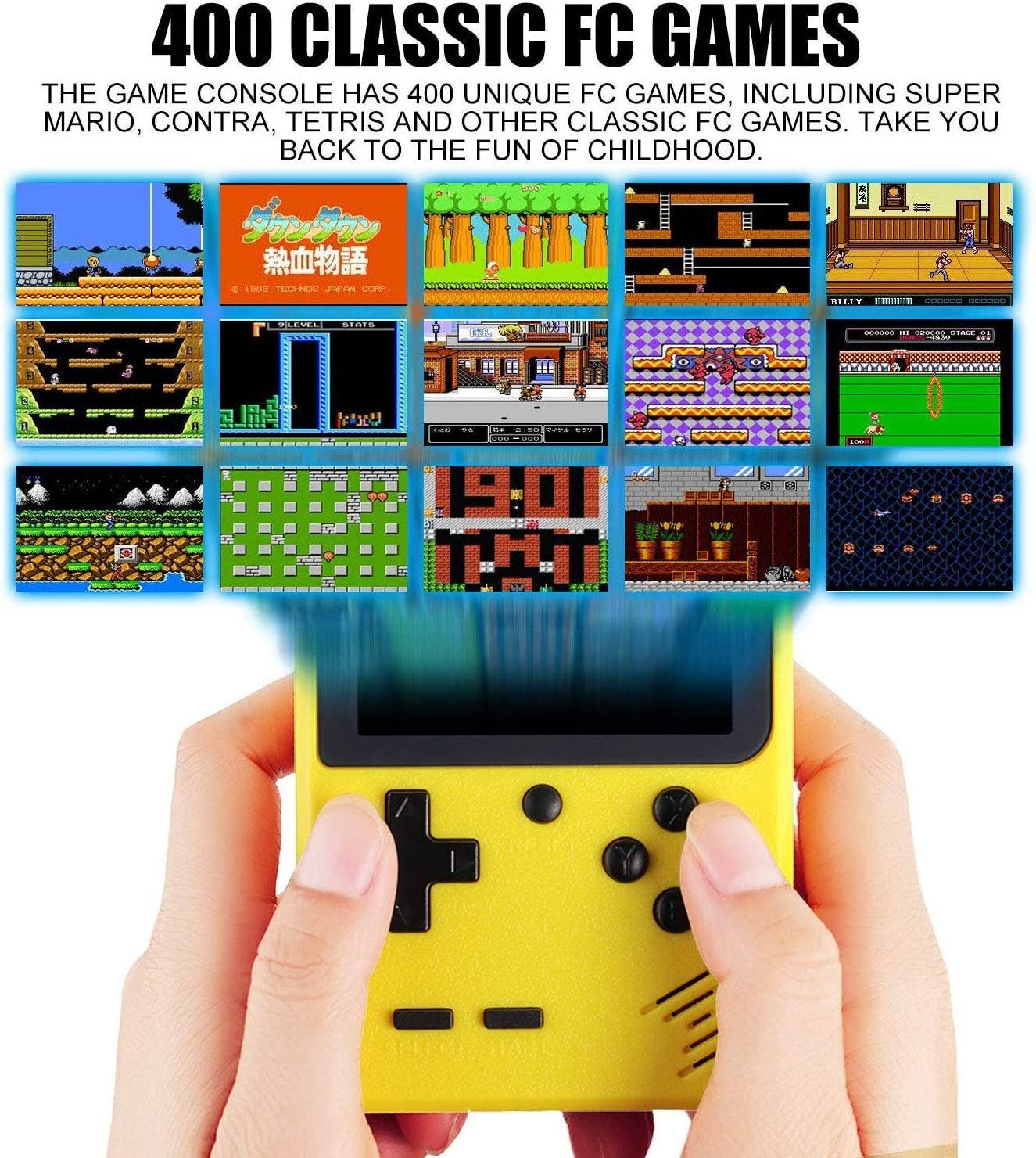 Retro Game 400 Built-in Games Portable Game For Gifts Kids: Black