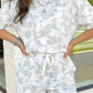 Camouflage Print Casual Tee Drawstring Short Set