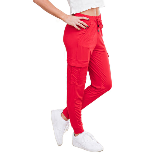 Red Ultra Soft Joggers w/ Cargo Pocket