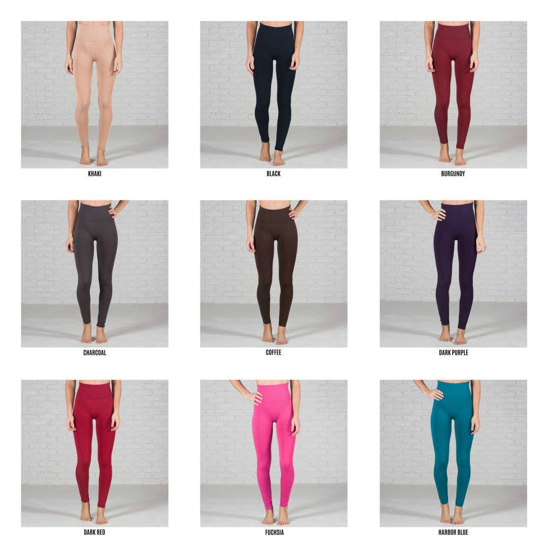 Brown Tummy Control Fleece Lined Leggings - One Size & Curvy