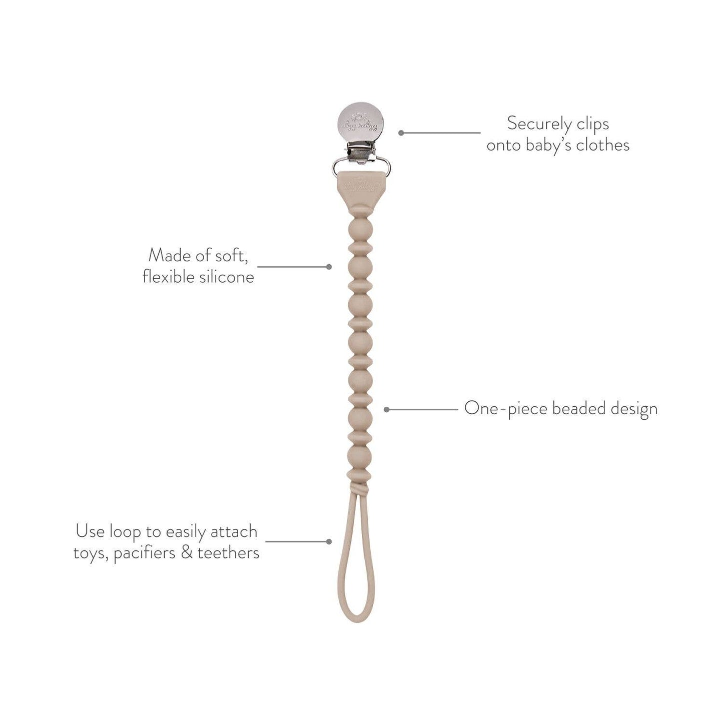 Sweetie Strap™ Silicone One-Piece Pacifier Clips: Succulent Beaded