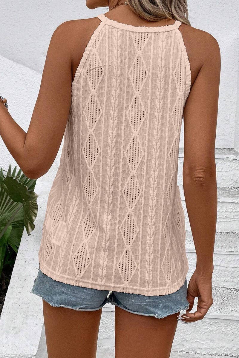 APRICOT JACQUARD CAMISOLE KNITTED TOP