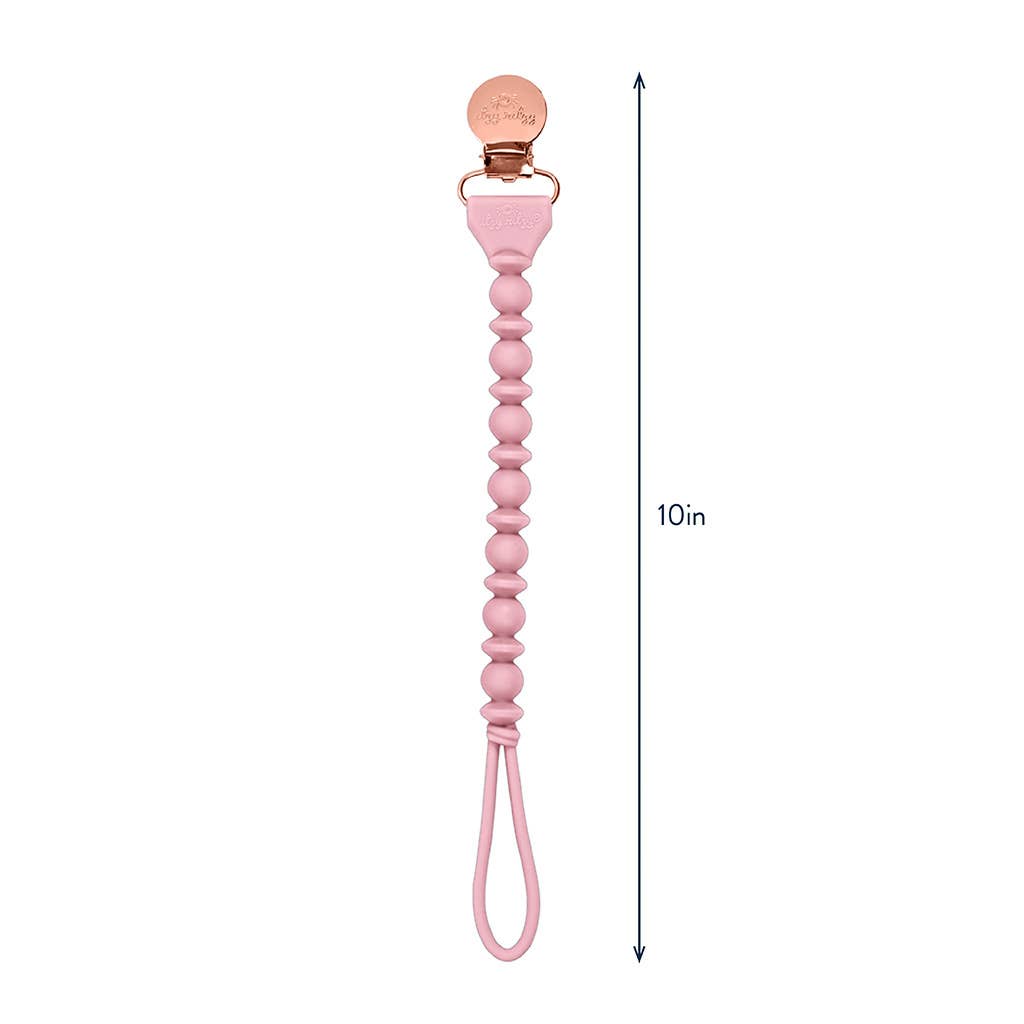 Sweetie Strap™ Silicone One-Piece Pacifier Clips: Pink Beaded