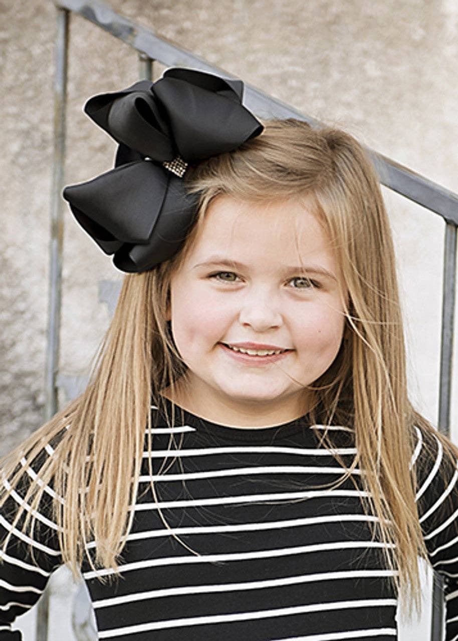Texas Size Rhinestone Center Knot Hair Bows: Purple